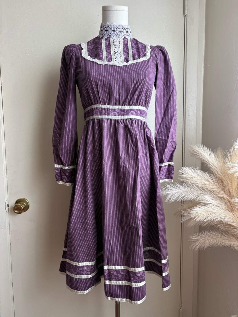 Vintage‎ Gunne Sax Jeunes Filles long sleeve stripped prairie dress